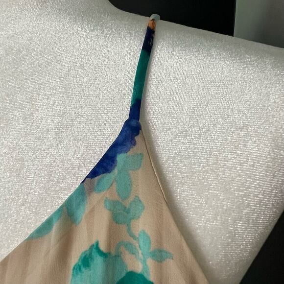 Pink Owl Woman’s Summer Lightweight Spaghetti Strap Floral Cream Dress- Size L - Picture 10 of 12